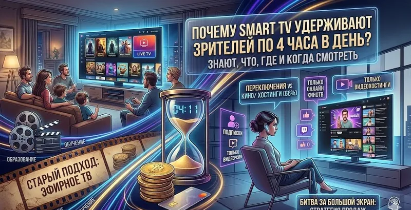 Битва за большой экран: как умные телевизоры удерживают зрителей по 4 часа в день